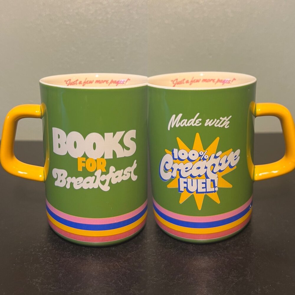 Ban.Do BOOKS FOR BREAKFAST Mug ~ Avid Reader ~ Book Club ~ Library ~ Bookish